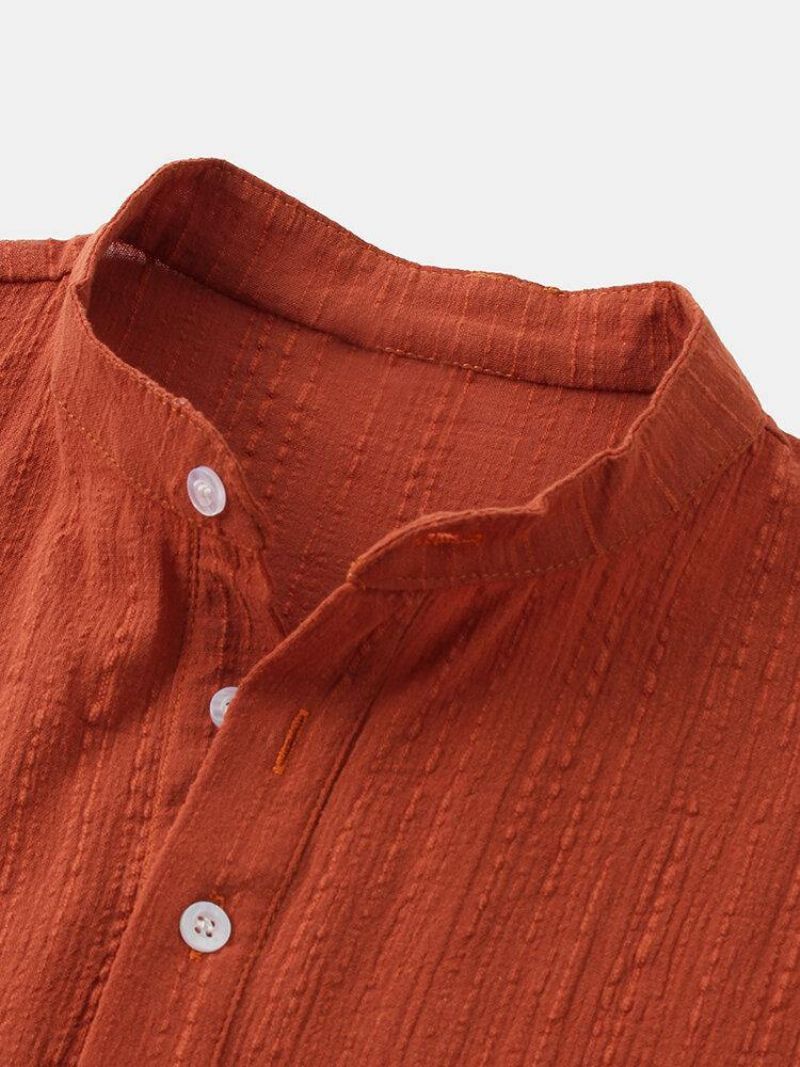 Chemise Henley À Manches Courtes En Lin De Couleur Unie Pour Hommes