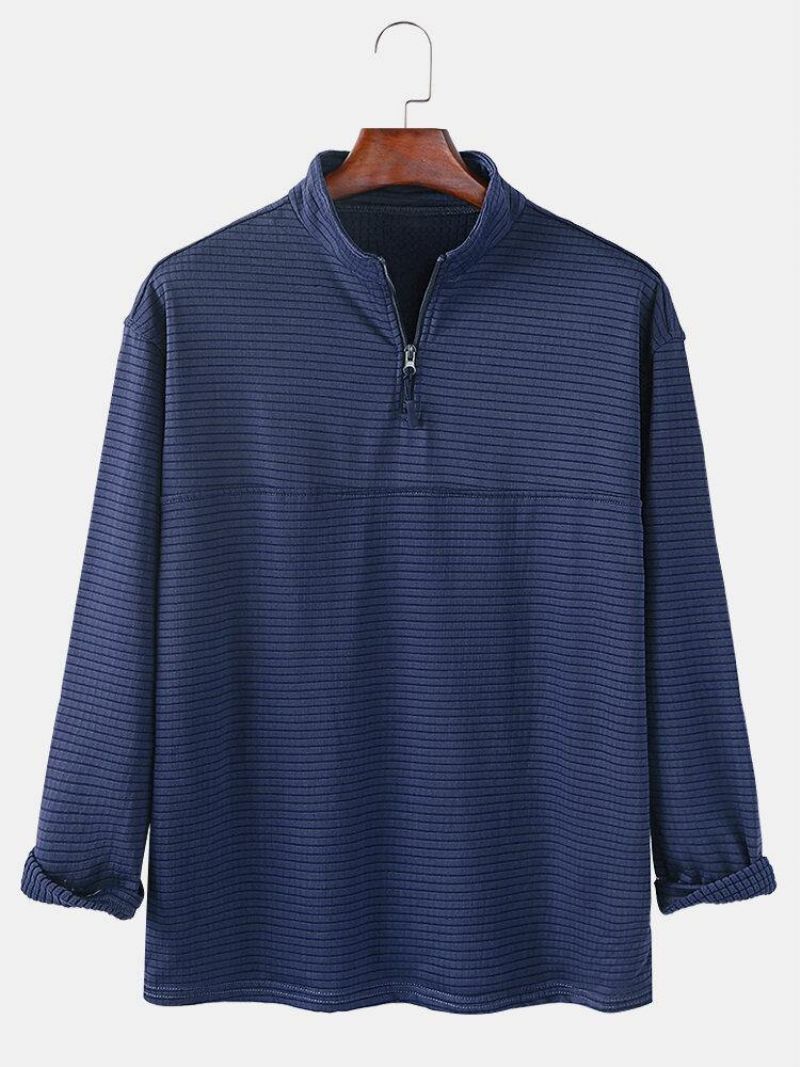 Chemises Henley Décontractées À Manches Longues Et Demi-fermeture Éclair Pour Hommes