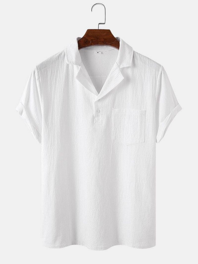 Chemises Henley À Manches Courtes En Coton De Couleur Unie Pour Hommes