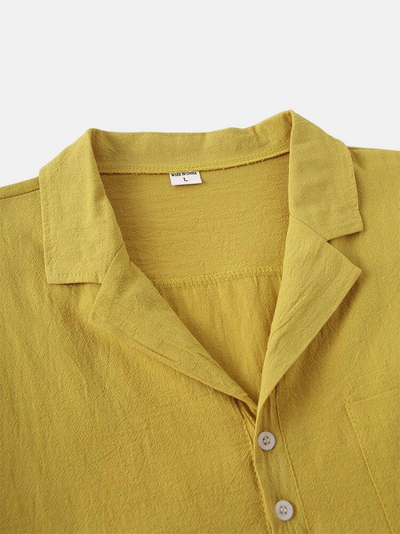 Chemises Henley À Manches Courtes En Coton De Couleur Unie Pour Hommes