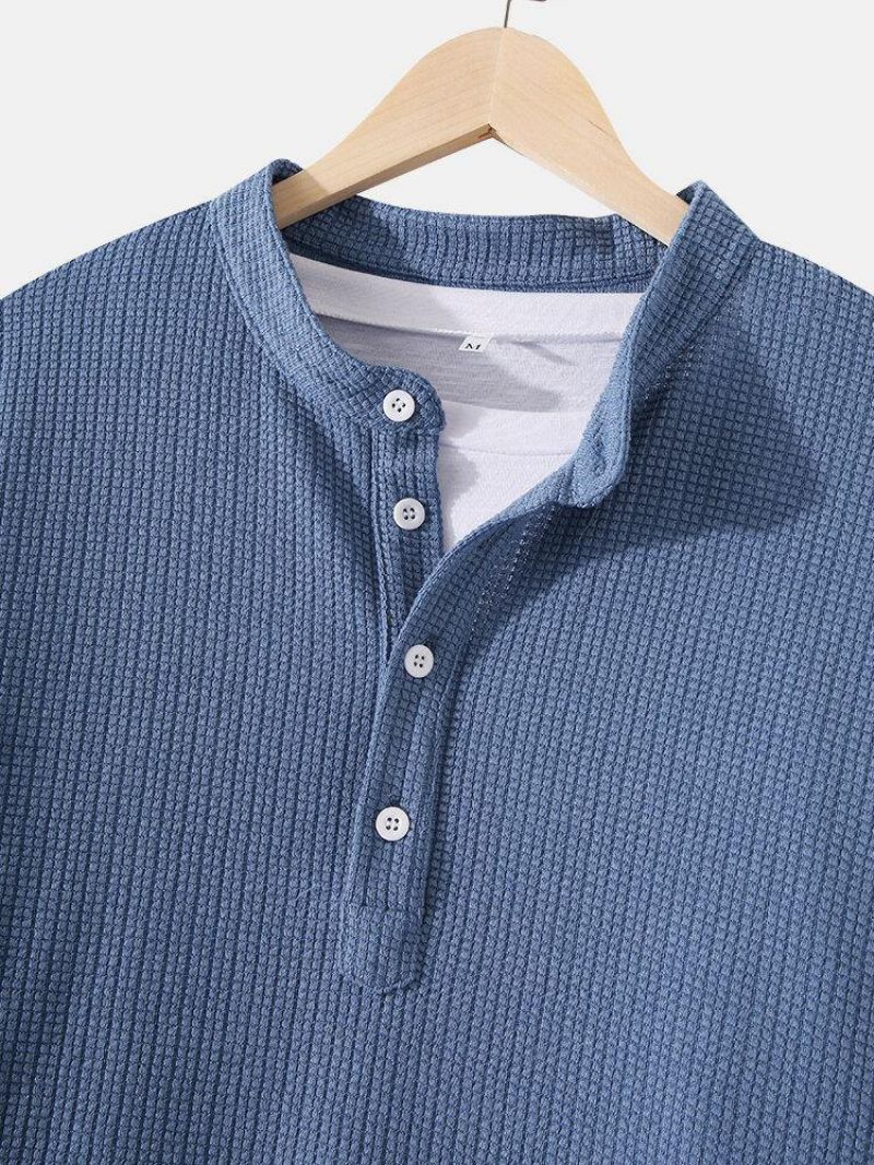 Chemises Henley À Manches Longues En Jacquard À Tricoter Pour Hommes