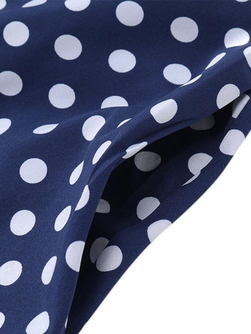 Femmes Polka Dot Print Loose Big Swing Poches Latérales Jupe Longue Décontractée