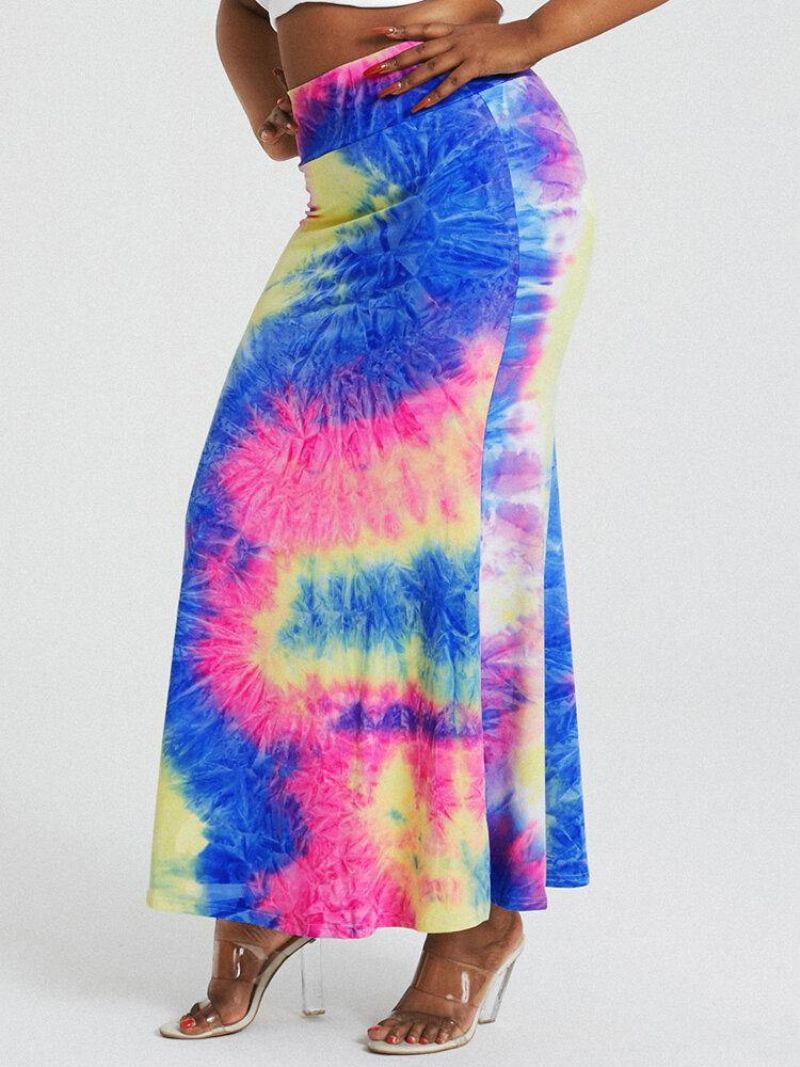 Jupe Longue Moulante Fessiers Taille Haute Imprimé Tie-dye