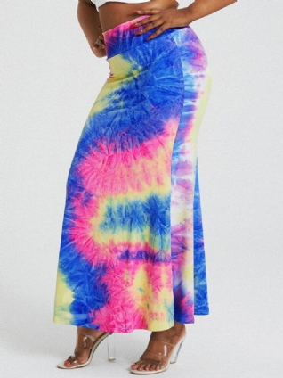 Jupe Longue Moulante Fessiers Taille Haute Imprimé Tie-dye