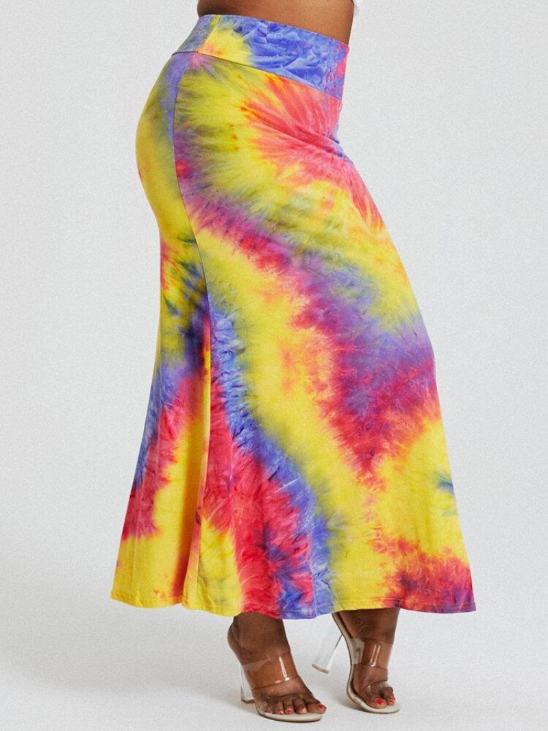 Jupe Longue Moulante Fessiers Taille Haute Imprimé Tie-dye