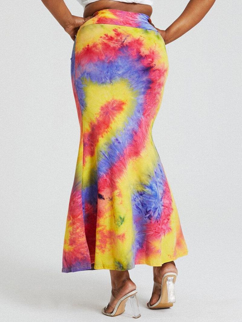 Jupe Longue Moulante Fessiers Taille Haute Imprimé Tie-dye