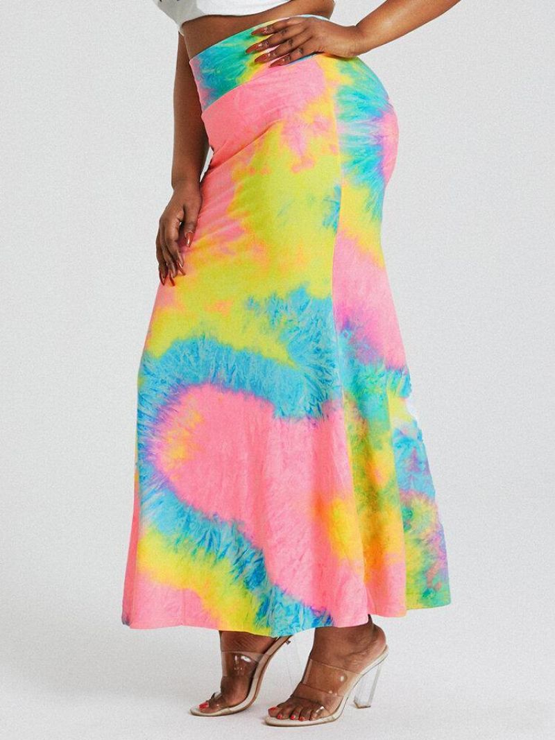 Jupe Longue Moulante Fessiers Taille Haute Imprimé Tie-dye