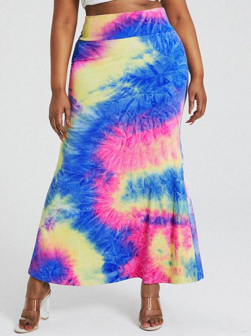 Jupe Longue Moulante Fessiers Taille Haute Imprimé Tie-dye