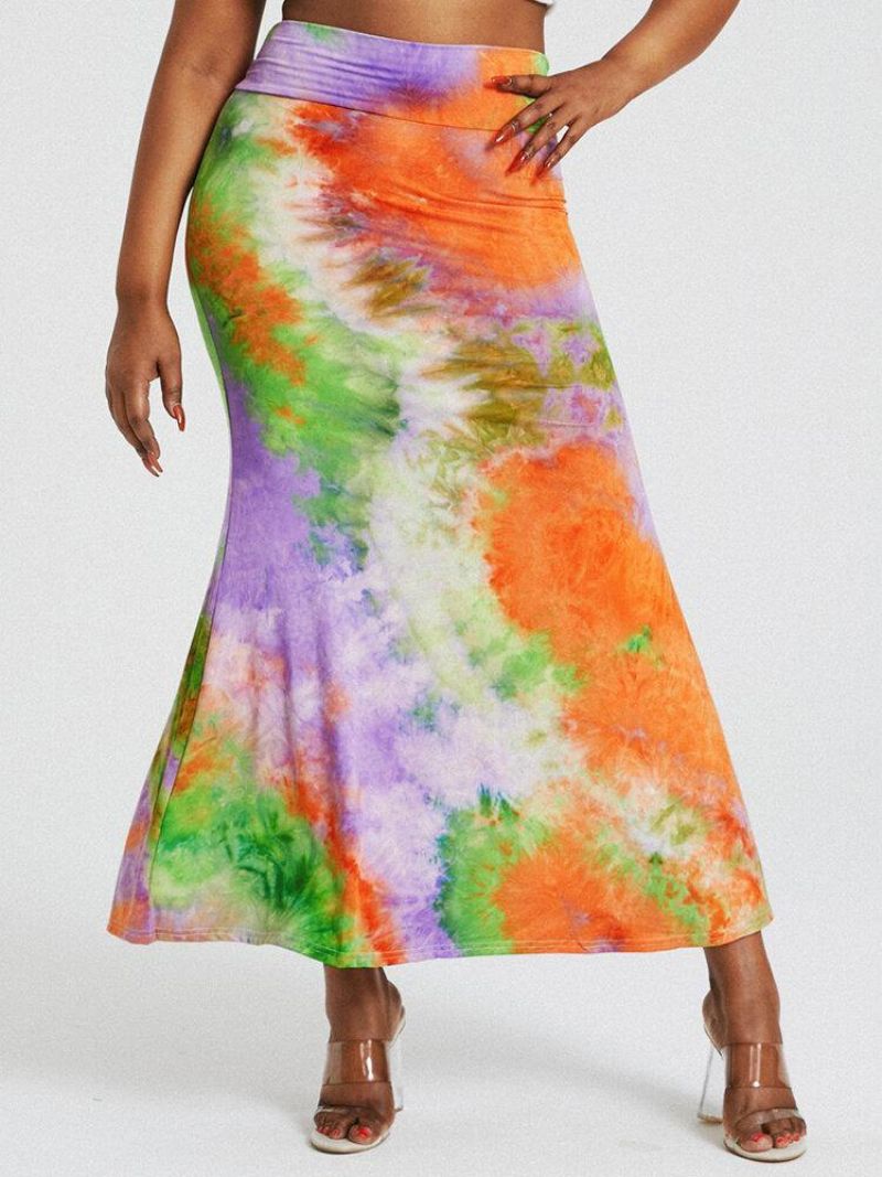 Jupe Longue Moulante Fessiers Taille Haute Imprimé Tie-dye