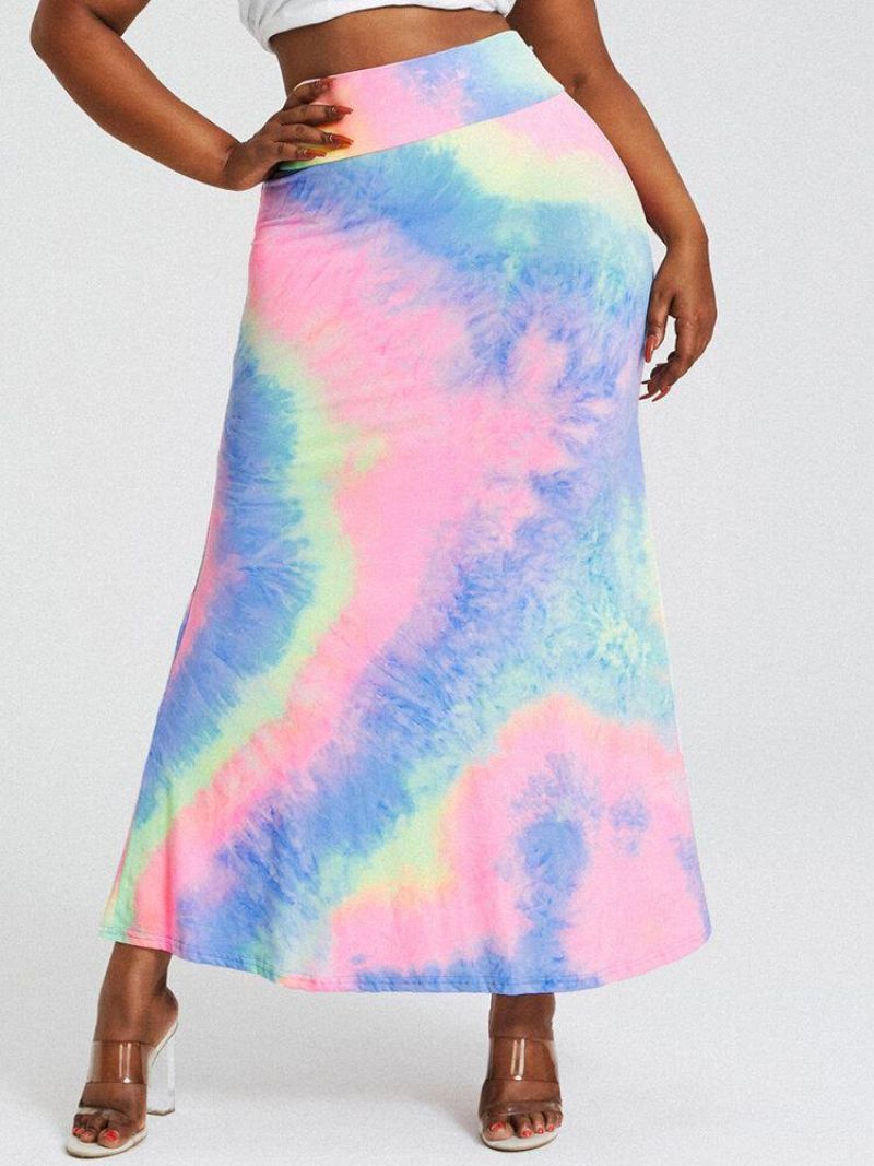 Jupe Longue Moulante Fessiers Taille Haute Imprimé Tie-dye