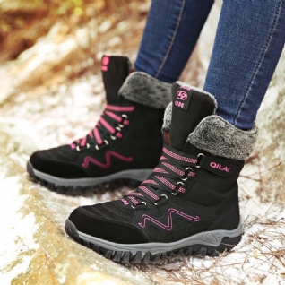 Automne Et Hiver Bottes De Neige En Plein Air Bottes De Ski Femme Bottes De Voyage Chaussures De Randonnée Dans Le Tube Chaussures En Coton Chaud Et Velours