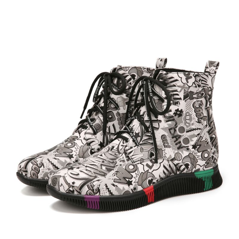 Bottes De Combat Courtes À Lacets Multicolores Pour Femmes