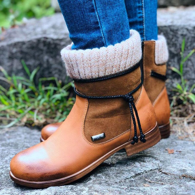 Bottes D'épissage De Chaussettes D'hiver Chaudes Quotidiennes Rétro Pour Femmes De Grande Taille