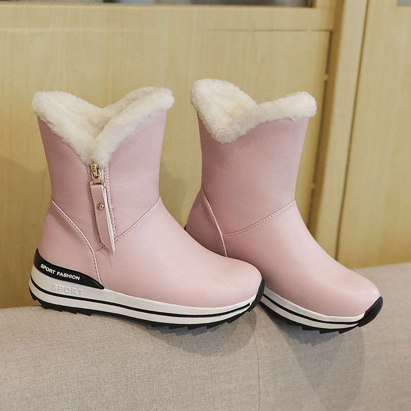 Bottes De Neige Pour Femmes Plus Coton Plus Velours Chaussures En Coton Imperméables Grandes Bottes Courtes Pour Enfants