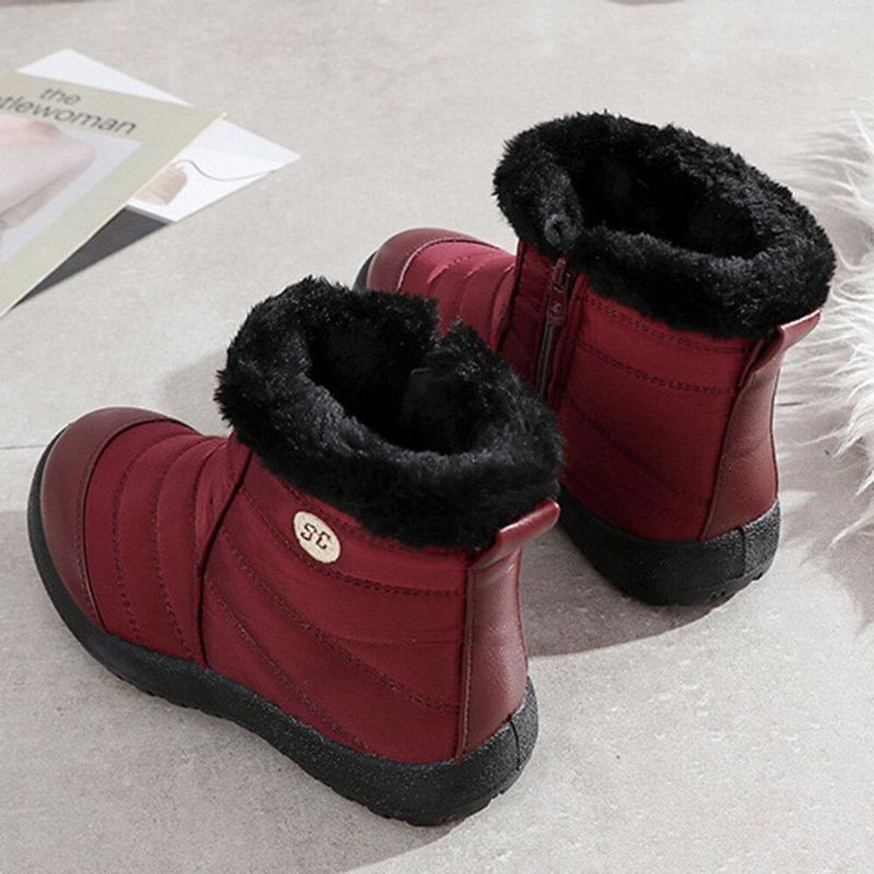 Bottes De Neige D'hiver Imperméables À Glissière Pour Femmes De Grande Taille Avec Doublure Chaude