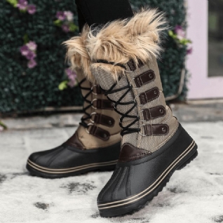 Bottes De Neige Mi-mollet À Lanières Croisées Chaudes Et Antidérapantes Pour Femmes