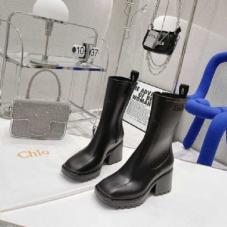 Bottes De Pluie Courtes Avec Lettres Et Talons Hauts Antidérapants