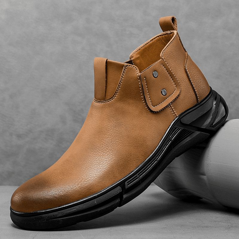 Bottines Chelsea En Cuir De Vachette Rétro Pour Hommes Avec Semelle Souple Antidérapante