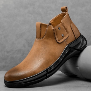 Bottines Chelsea En Cuir De Vachette Rétro Pour Hommes Avec Semelle Souple Antidérapante