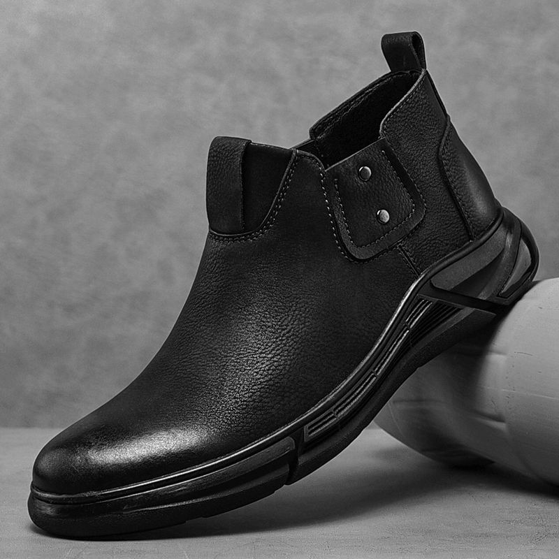 Bottines Chelsea En Cuir De Vachette Rétro Pour Hommes Avec Semelle Souple Antidérapante