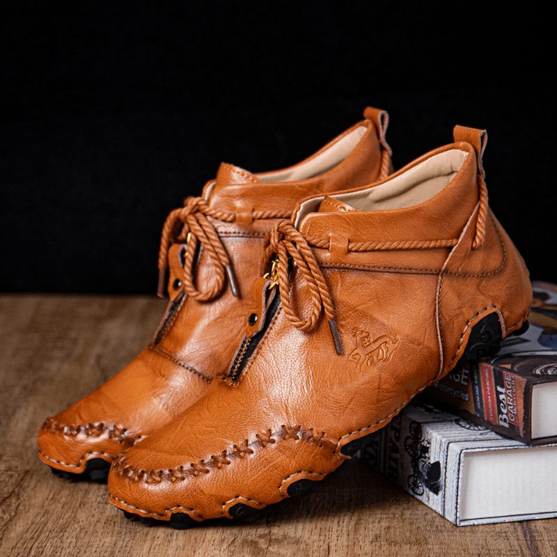 Bottines De Conduite À Lacets À Lacets Avec Fermeture À Glissière Avant Pour Hommes