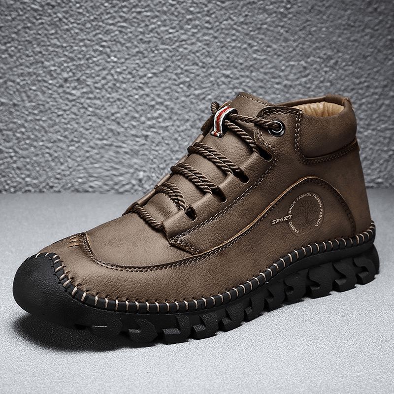 Bottines En Cuir Microfibre Faites À La Main Avec Embout En Caoutchouc Pour Hommes