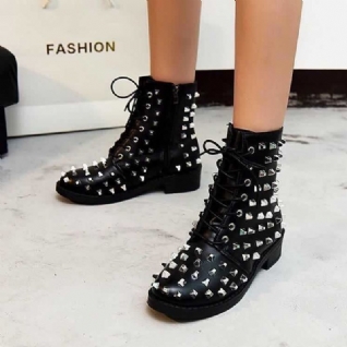 Chaussures À Talons Épais Pour Femmes Avec Lacets Avant Bas En Hiver