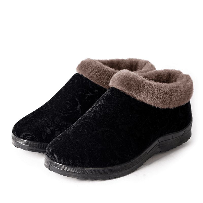 Femmes Bout Rond Casual Dot Print Warm Fluff Doublure Confortable Flat Ankle Cotton Boots