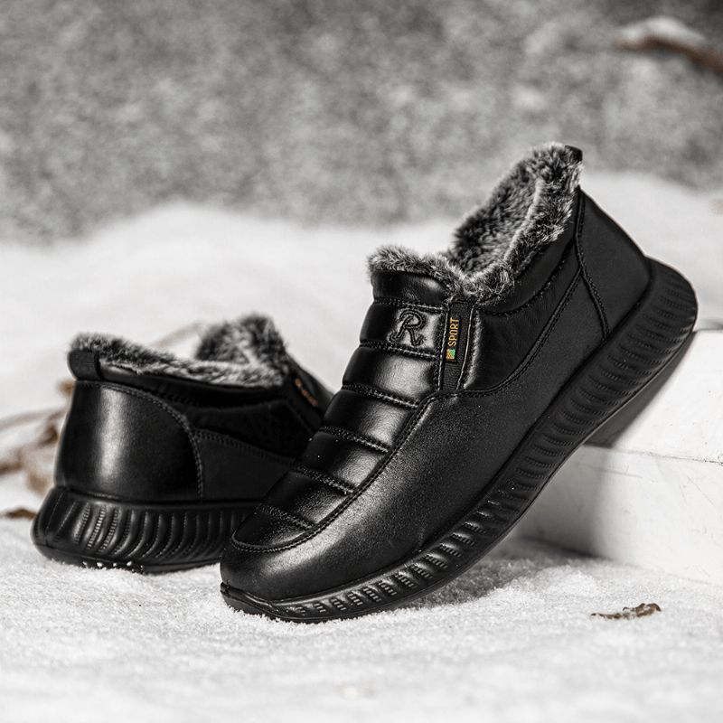 Hommes Tissu Imperméable Léger En Peluche Chaud Doux Portable Semelle Neige Bottines