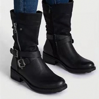 Martin Boots Commerce Extérieur Chaussures Pour Femmes De Grande Taille Ceinture Bottes Décontractées À Talons Bas