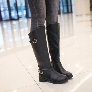 Nouvelles Bottes Pour Femmes Avec Talon Bas Et Côté Tête Ronde