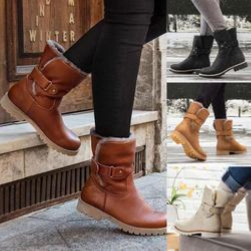 Nouvelles Bottes Mi-hautes Pour Femmes De Grande Taille À Bout Rond Et À Fond Plat