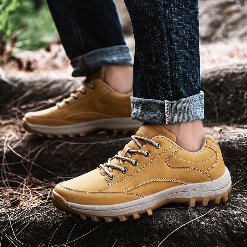 Chaussures De Randonnée En Plein Air À Semelle Souple Antidérapantes En Cuir Microfibre Pour Hommes