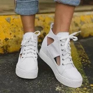 Femmes Canvas Cut Out Wearable Hidden Augmenter Casual Chaussures Plates