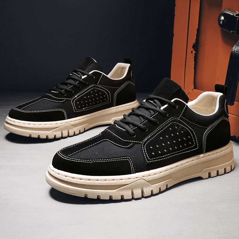 Hommes Casual Pure Color Lace-up Round Toe Antidérapant Sport Chaussures De Randonnée En Plein Air