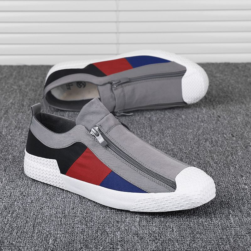 Hommes Colorblock Confortable Respirant Zipper Casual Baskets En Toile