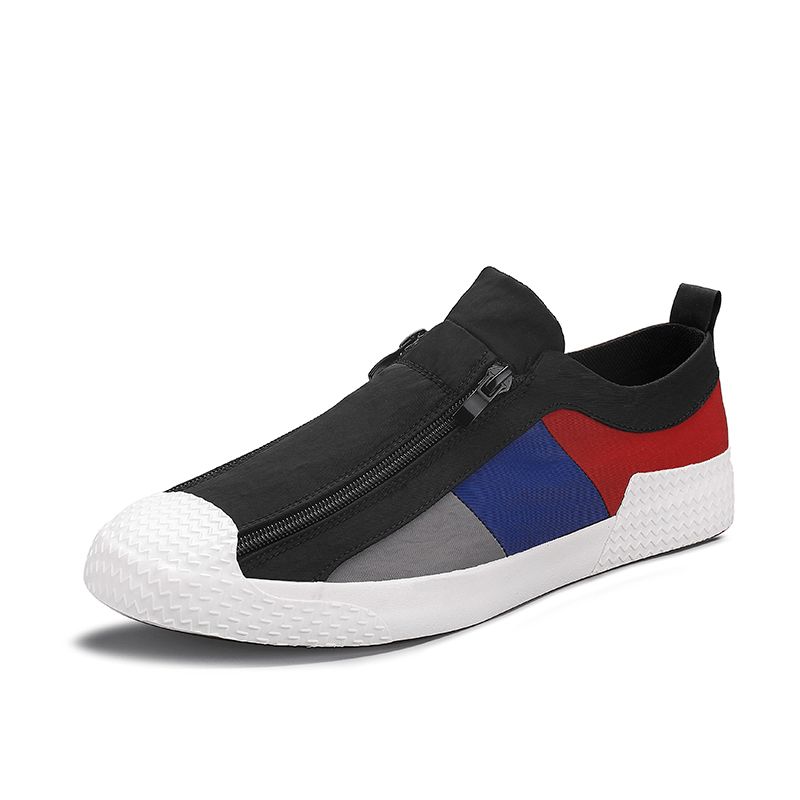 Hommes Colorblock Confortable Respirant Zipper Casual Baskets En Toile