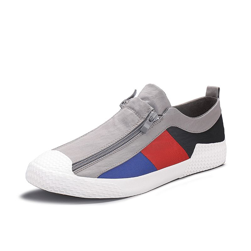 Hommes Colorblock Confortable Respirant Zipper Casual Baskets En Toile