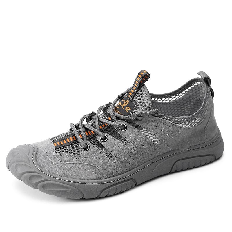 Hommes Microfibre Mesh Respirant Non Slip Bout Fermé Confortable Chaussures Décontractées Extérieures