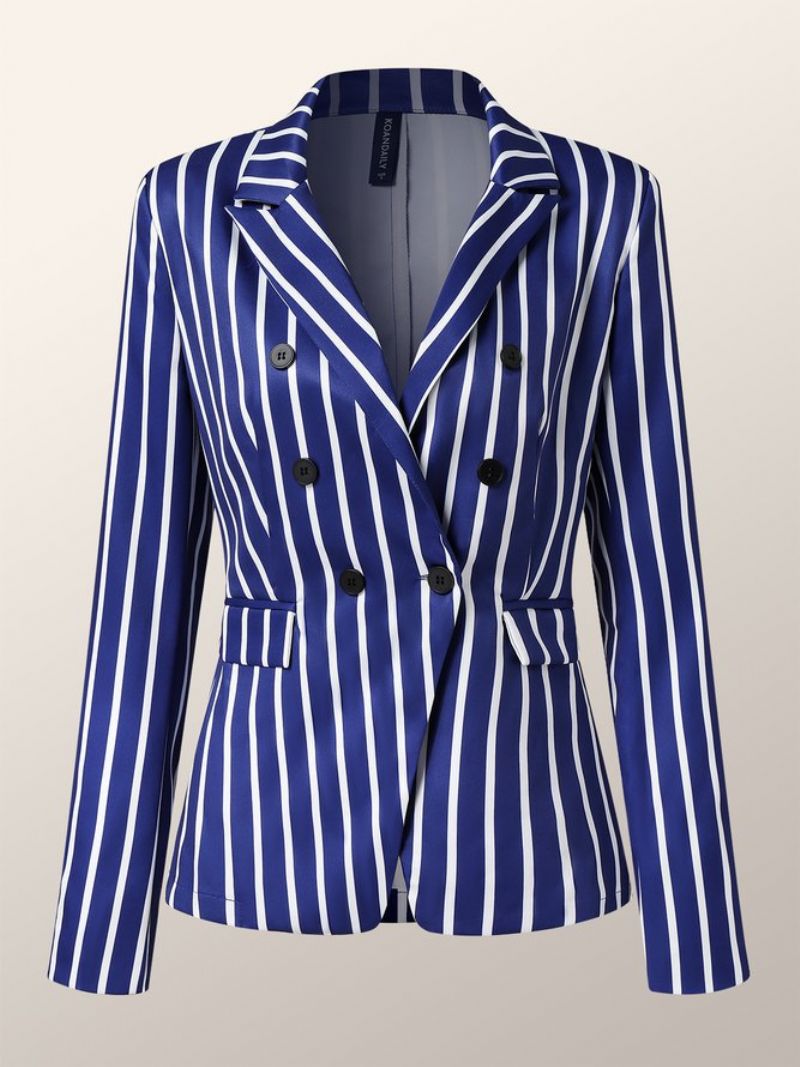 Automne H-line Regular Fit Revers Collar Regular Fit Striped Blazer À Manches Longues