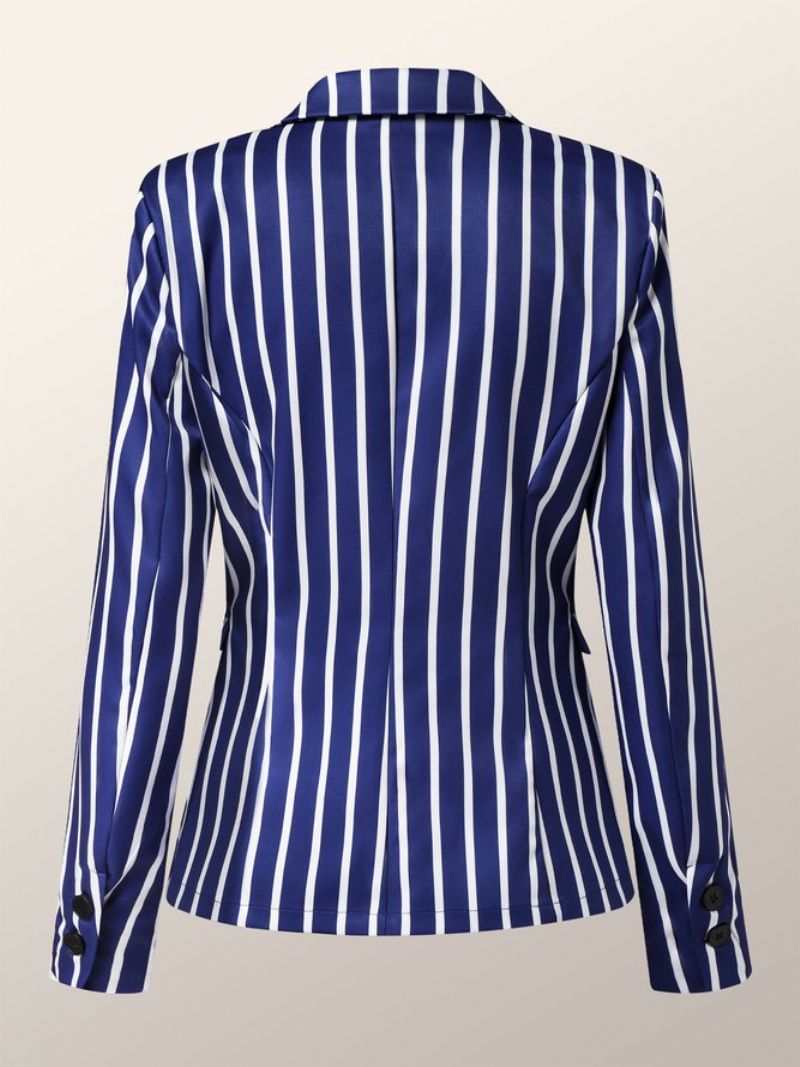 Automne H-line Regular Fit Revers Collar Regular Fit Striped Blazer À Manches Longues