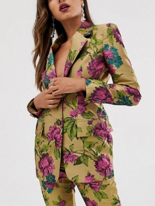 Blazer Élégant Coupe Florale À Col Châle