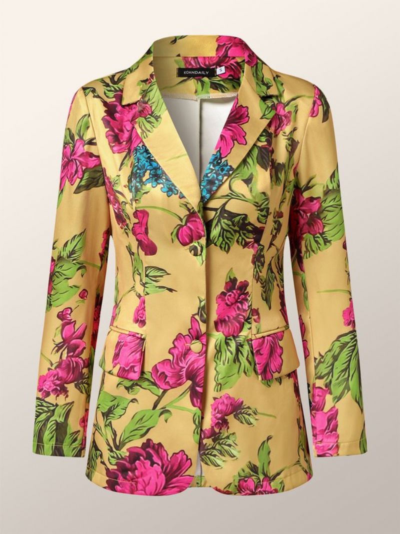 Blazer Élégant Coupe Florale À Col Châle