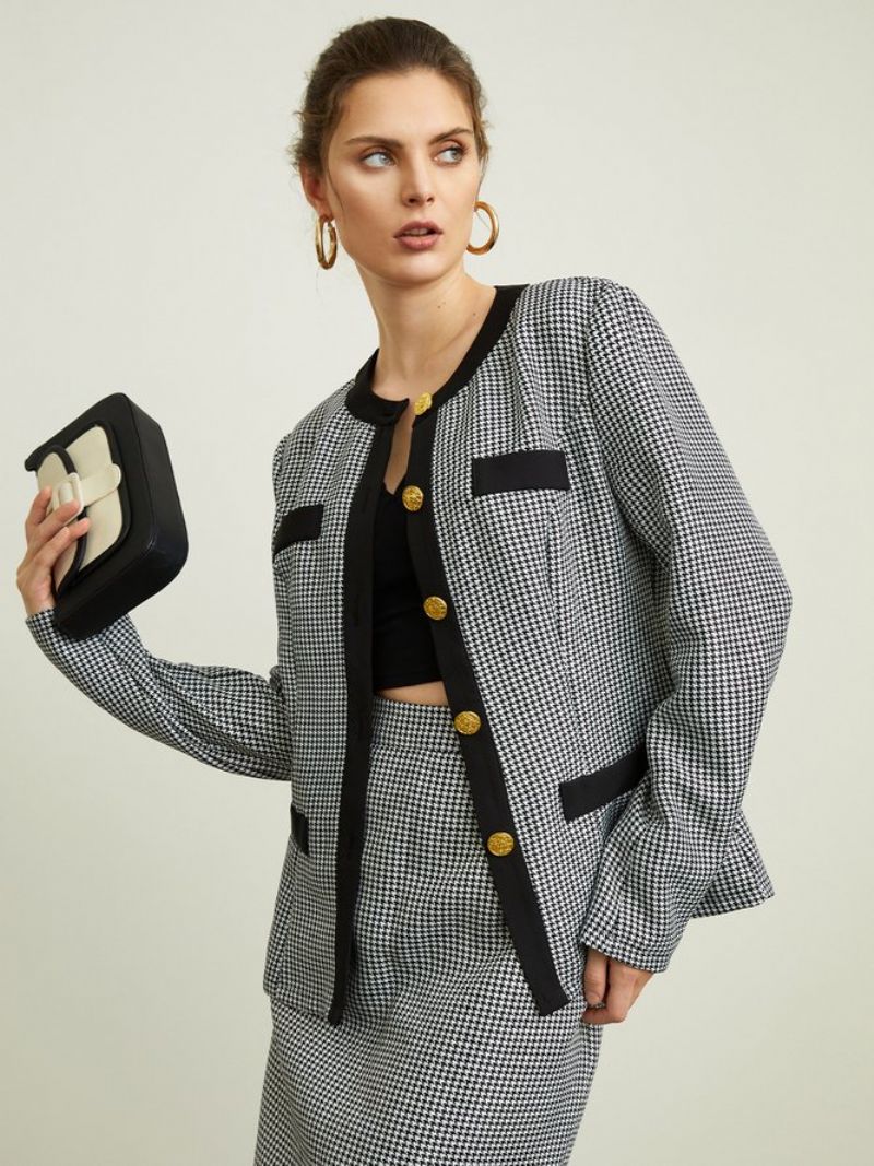 Blazer Pied-de-poule Urban Regular Fit À Col Rond