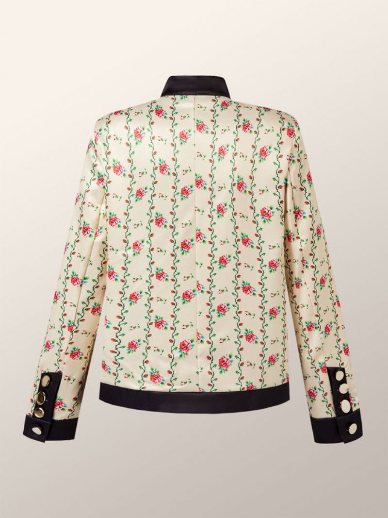 Doux Simple Floral Coupe Régulière Doux Vêtements D'extérieur