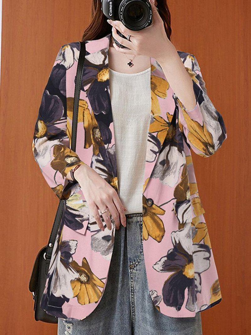 Femmes Full Sleeve Revers Floral Bohemian Leisure Retro Thin Suit