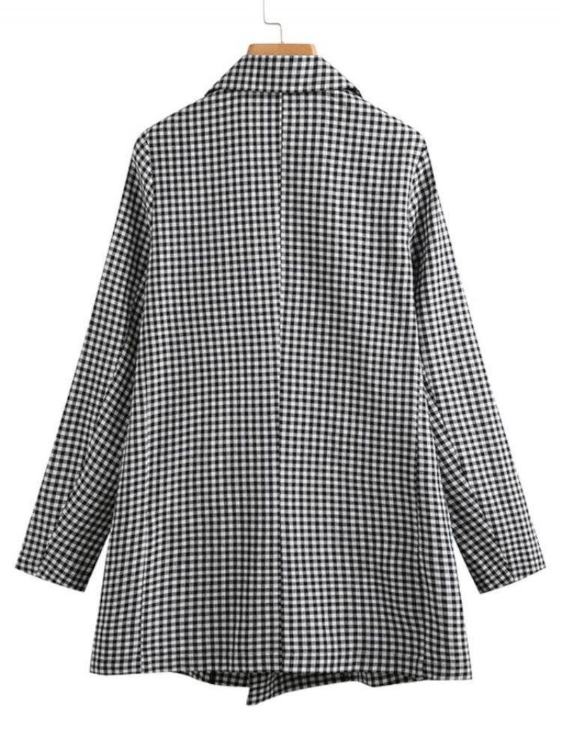 Femmes Plaid Casual Full Sleeve Genou Longueur Rétro Business Costumes Sans Doublure