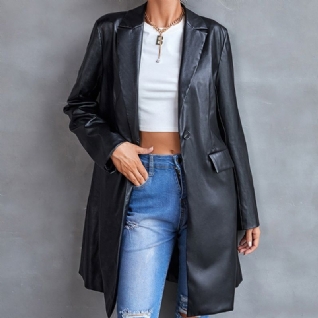 Haut Blazer Coupe-vent En Cuir À Manches Longues Pour Femmes