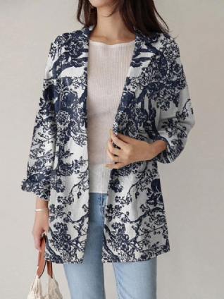 Manteau Ample À Manches Longues Pour Femmes Avec Poches Latérales Décontractées À Fleurs