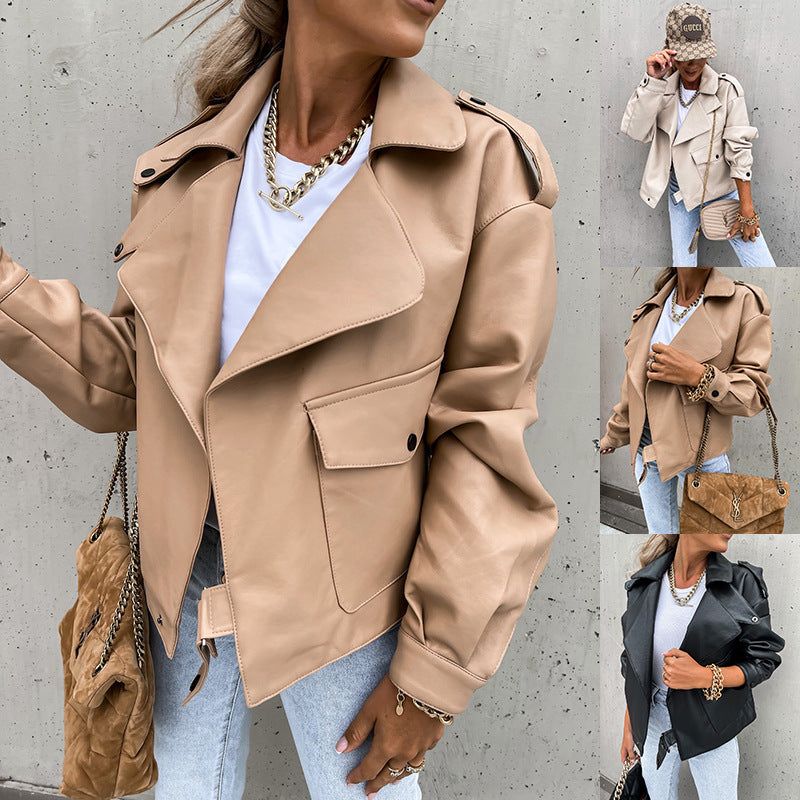 Manteau En Cuir Pu Pour Femme En Vrac